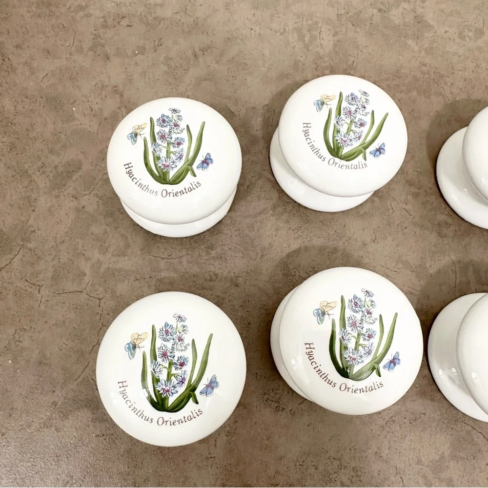 13 Ceramic Portmeirion Botanic Garden Dresser Knobs Pulls Hyacinthus Orientalis